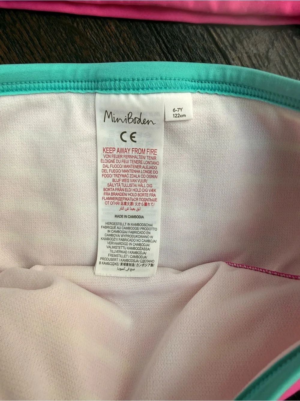 Mini Boden Pink Stripe Unicorn Rashguard Set with Teal & Yellow Ruffles